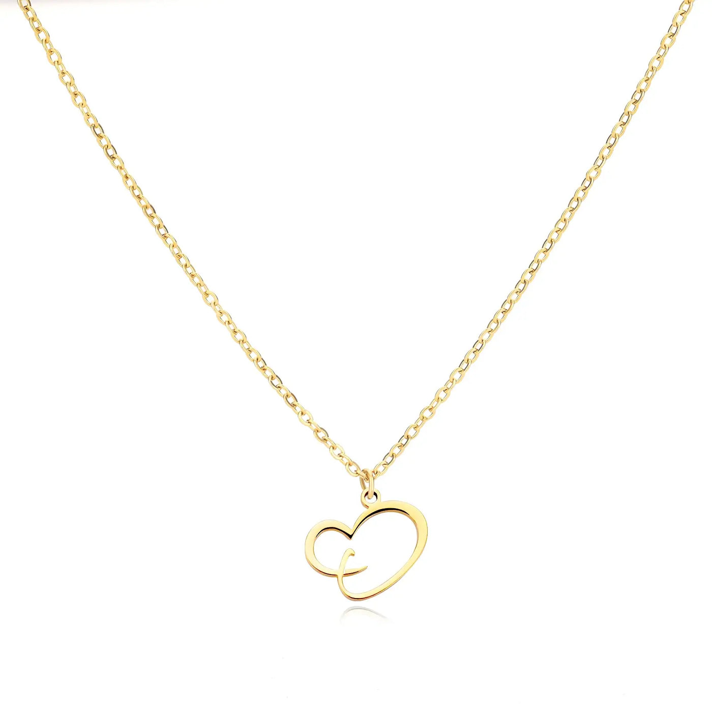 Cursive Letter Necklace Heart