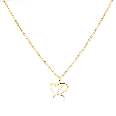 Cursive Letter Necklace Heart