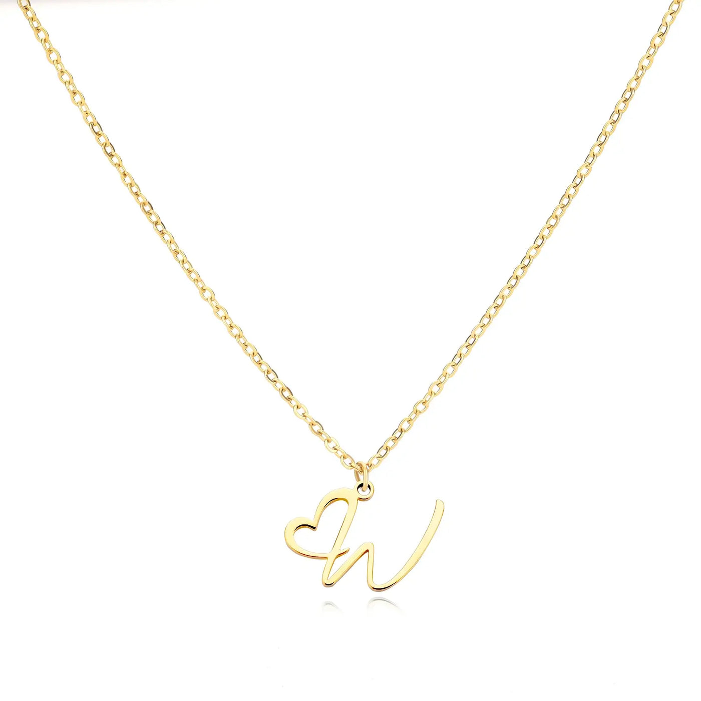 Cursive Letter Necklace Heart